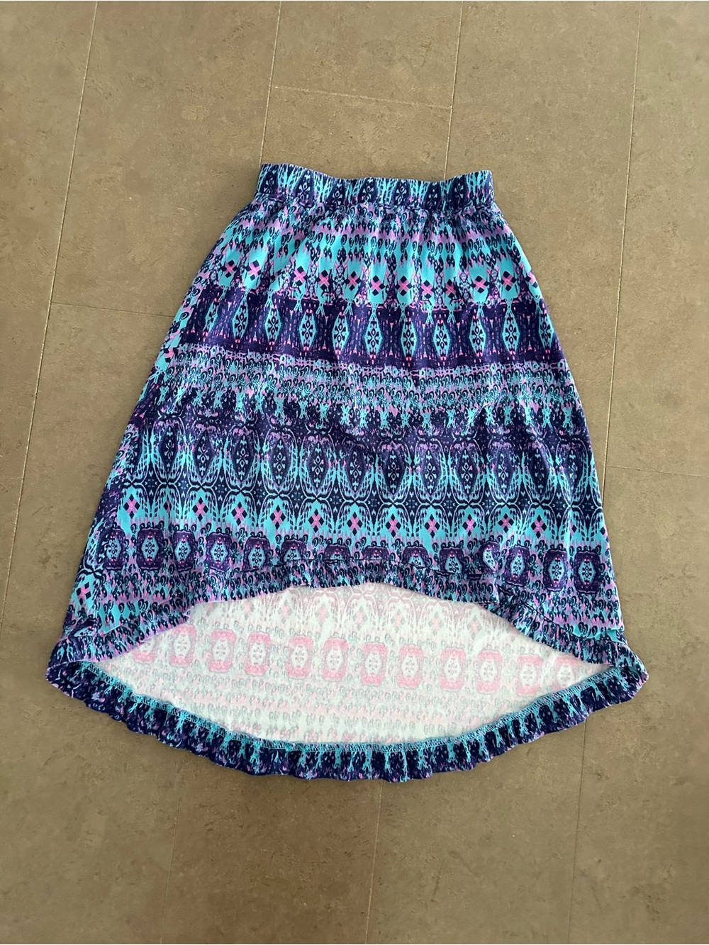 Turquoise & Purple High-Low Skirt size 7/8